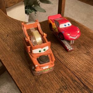 Disney Pixar Cars Lightning McQueen & Tow Mater Desk Accessories Rare Like New!